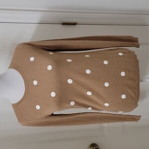 Banana Republic Size S Beige with White Polka Dot Long Sleeve Sweater, GUC